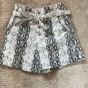 Snakeskin Print High-Waisted Shorts